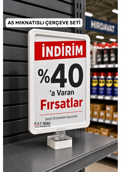 A5 Mıknatıs Tutuculu Fiyatlık Etiketlik Dikey Yatay Ve Bilgilendirme Çerçevesi Beyaz