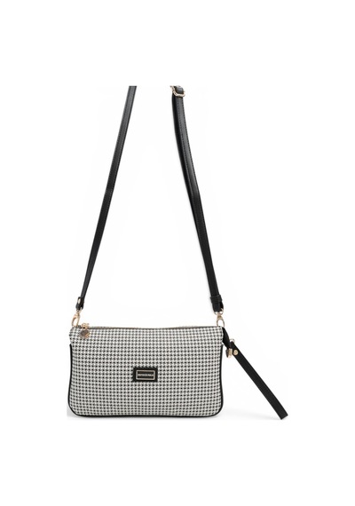 Silver & Polo Silver Polo Siyah - Siyah Kaz Ayağı Ekose Kadın Çapraz Çanta Sp1291