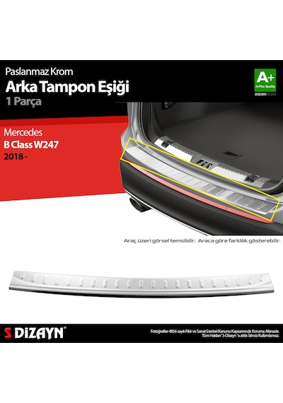 S-dizayn B Class W247 Krom Arka Tampon Eşiği 2018 Üzeri