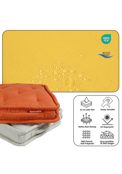 Xpermate Bisküvi Minder Petek Önü Fransız 55x55x14 Sarı