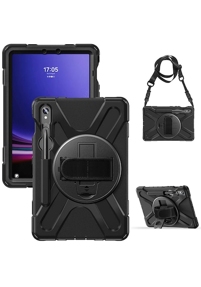Samsung Galaxy Tab S10 Lite İle Uyumlu Tablet Kılıfı Defender Askı Aparatlı 360 Ayarlanabilir Zırhlı Kapak Kapaklı Kılıf