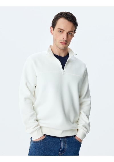 Koton Uzun Kollu Pamuk Karışımlı Basic Yarım Fermuarlı Sweatshirt Beyaz 5wam70255mk BEYAZ Beyaz Koton Uzun Kollu Pamuk Karışımlı Basic Yarım Fermuarlı Sweatshirt Beyaz 5wam70255mk BEYAZ Beyaz