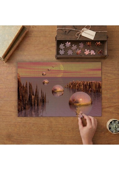 Suyun Üstünde Bilyeler - Dijital Sanat Tasarımı 240 Parça Ahşap Puzzle Ahşap Kutuda Mpy20208
