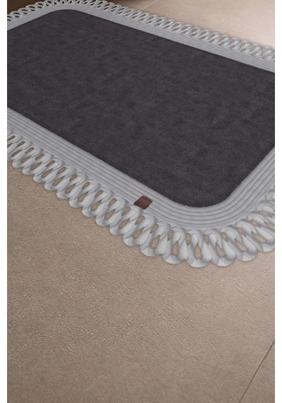 Banyo Paspası Takımı 70x110+50x70 Cm Dış Trikot Antrasit Gri & Gümüş Gri