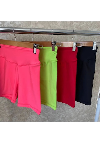 Lismina Neon Yeşil Midi Boy Şort Tayt 39 Cm. Neon Yeşili