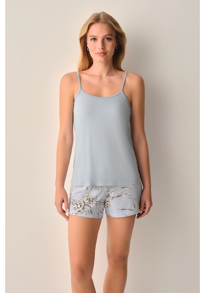 Suwen Mina Atlet Şort Pijama Takımı Sh26639667348 Mavi