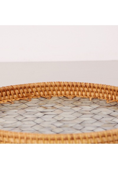 Abstract 25x3 Cm Sedefli Rattan Tepsi & Duvar Dekoru Mix