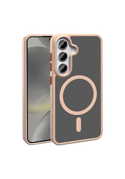 Zore Galaxy S25 Plus Kılıf M-safe Şarj Özellikli Mat Arka Yüzey Nvth Sio Kapak - Rose Gold Altın