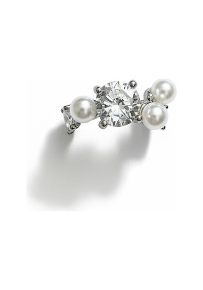 Earcuff Sıkıştırmalı Pirinç Kıkırdak Küpe İncili Taşlı Gümüş Renk Çelik