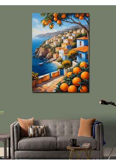 Kanvas Tablo Deniz Manzaralı Evler 50cmx70cm