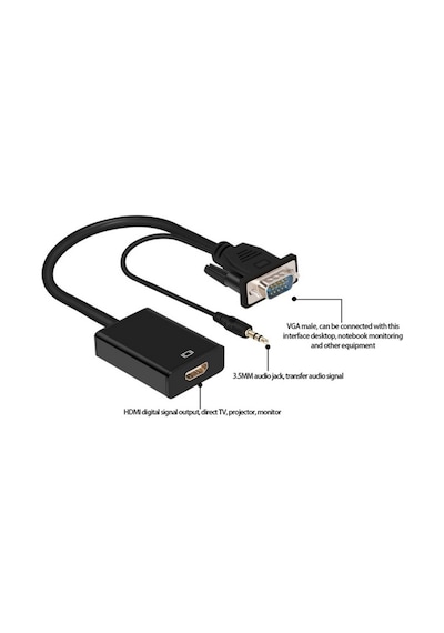 Vga To Hdmi Kablo Dönüştürücü Görüntü Ve Ses Çevirici 4310P Adapt
