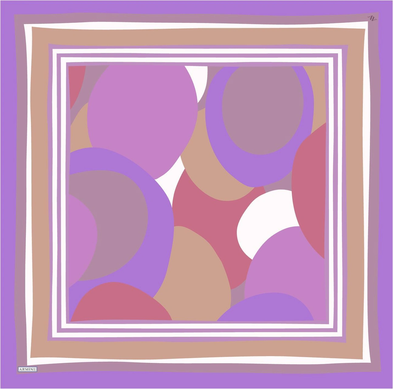 Armine Geometrik Desenli Saf İpek Sura Eşarp 9313d 57 Pembe