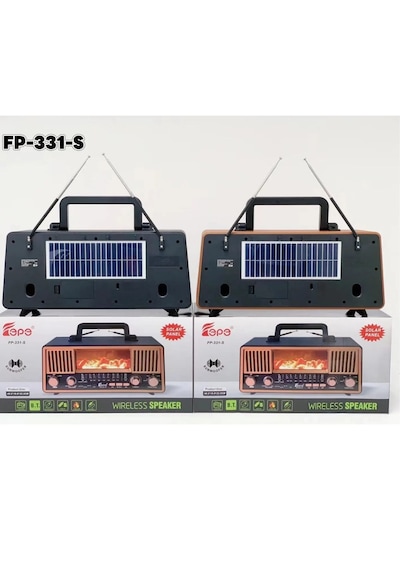 Bluetooth Fm Solar Panel Nostaljik Radyo-2 Farklı Alev Efekt Modu Çift Radyo Anten Sd Kart Usb Girş