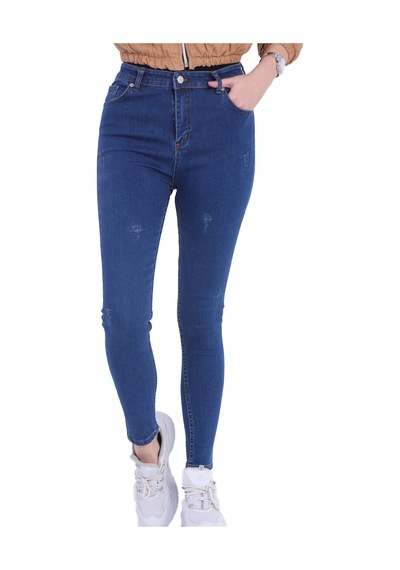 Kadın Lacivert Likralı Tırnaklı Skinny Jean Lacivert