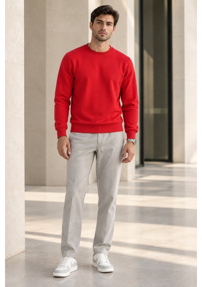 Polo State Erkek 2 Li Set Bisiklet Yaka Basic Sweatshirt Kırmızı & Lacivert