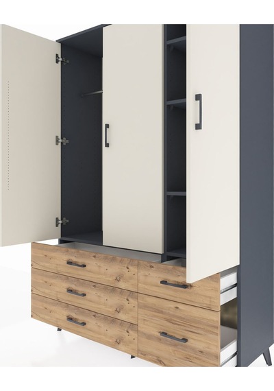 Hyperion Dolap 5 Raflı 5 Çekmeceli Tek Askılı 132x44x195 Antrasit-aytaşı/çam Aytası/atlas Çam Hyperion Dolap 5 Raflı 5 Çekmeceli Tek Askılı 132x44x195 Antrasit-aytaşı/çam Aytası/atlas Çam