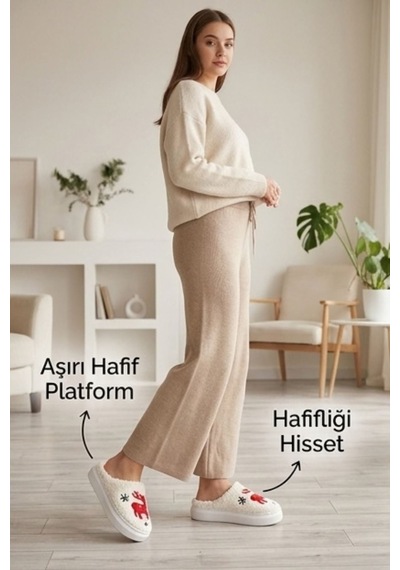 Hafif Ve Yumuşak Peluş Kaymaz Taban Anne Çocuk Misafir Noel Geyik Yılbaşı Temalı Ekru Ev Terliği Yeşil Hafif Ve Yumuşak Peluş Kaymaz Taban Anne Çocuk Misafir Noel Geyik Yılbaşı Temalı Ekru Ev Terliği Yeşil