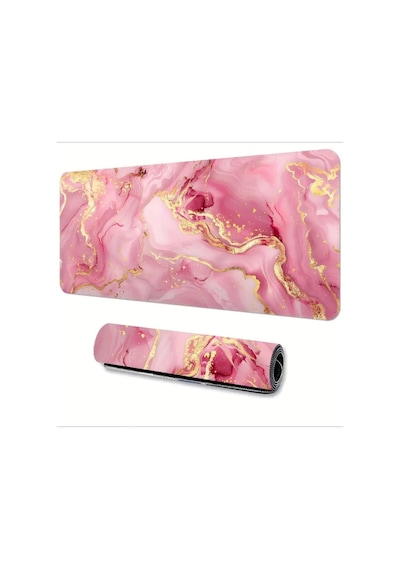 Sge Teknoloji 65x25 Cm Pembe Mermer Tasarımı Kaydırmaz Taban Speed Yüzey Oyuncu Mouse Pad Gaming