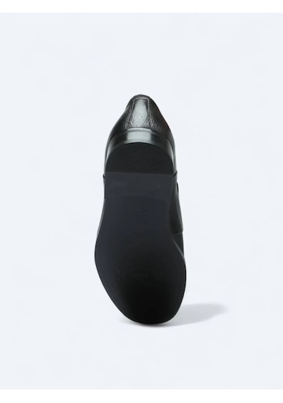 Siyah Deri Klasik Loafer Siyah