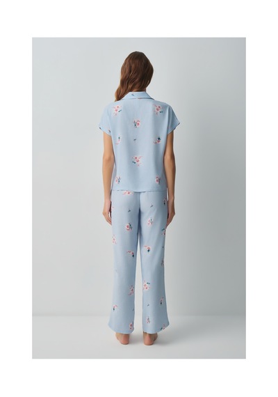 Suwen Bliss Gömlek Yaka Pijama Takımı Wsh10510060348 Mavi