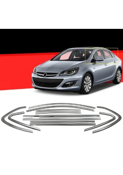 Opel Astra J Sedan 2012-2021 Tam Tur Cam Çerçeve Kromu Paslanmaz
