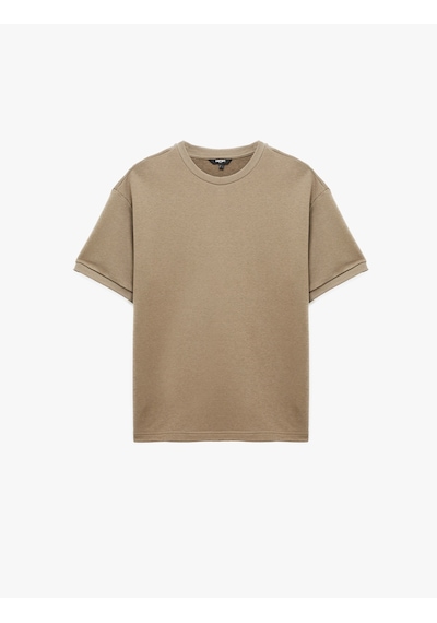 Koton Bisiklet Yaka Rahat Kesim Kısa Kollu Spor Sweatshirt Bej 6sam70007nk Ekru