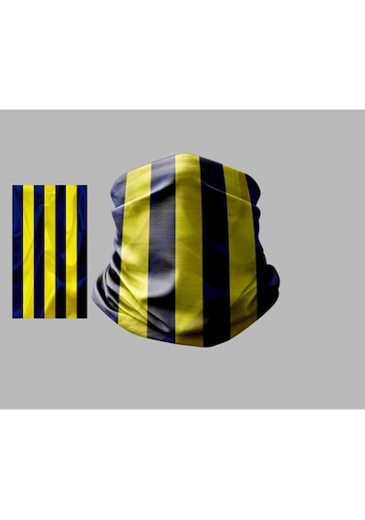 Buffalo Sarı Lacivert Tasarımlı Motorcu Çok Amaçlı Outdoor Boyunluk Unisex Bandana Siyah