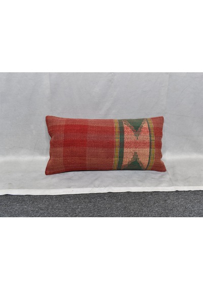 Zehra Abla Halı Yeni El Dokuma Dekoratif Lumbar Kilim Kırlent Yastık Kılıfı 6653 Çok Renkli