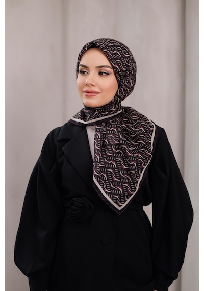 Mimiyum D S Model Soft Eşarp Siyah Mürdüm Çok Renkli