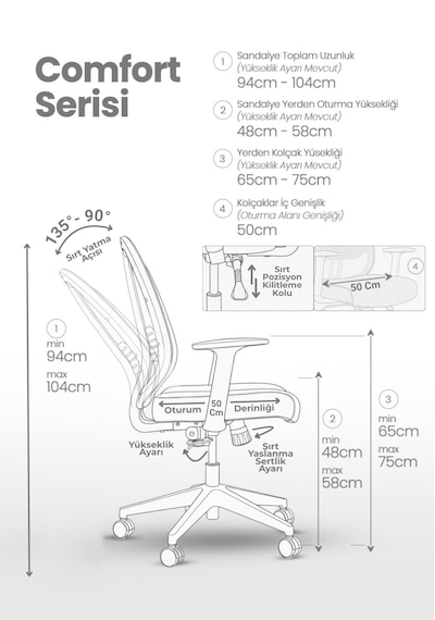 Zeon Büro Ofis Sistemleri // Comfort Black Personal Ofis Çalışma Koltuğu Siyah