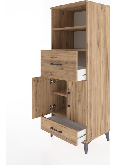 Hyperion Dolap 4 Raflı 2 Çekmeceli 2 Kapaklı 60x44x163 Çam-çam Atlas Çam