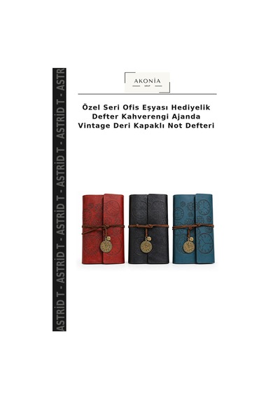 Özel Seri Ofis Eşyası Hediyelik Defter Kahverengi Ajanda Vintage Deri Kapaklı Not Defteri Çok Renkli