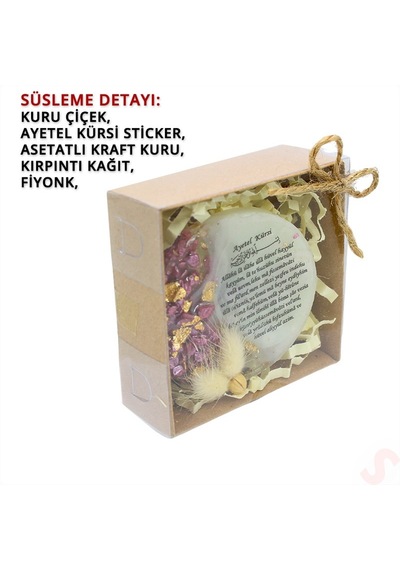 Kutulu Ve Süslü Pembe Taşlı 6,50 Cm Epoksi Magnet - 1 Adet