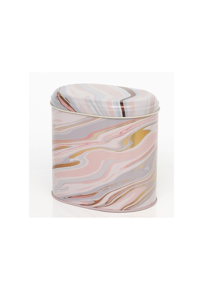 Liquid Pink Desenli Oval Metal Saklama Kabı 14 x 12 x 13 CM 1.4 L Çok Renkli