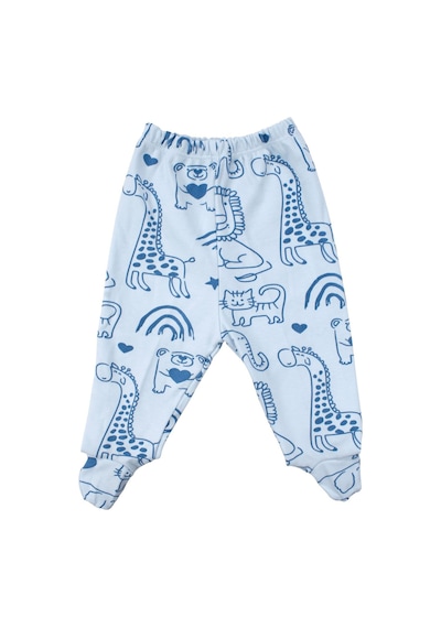 Bebegen Erkek Bebek Mavi Fil Nakışlı Pijama Takımı 0-3 Ay Çok Renkli