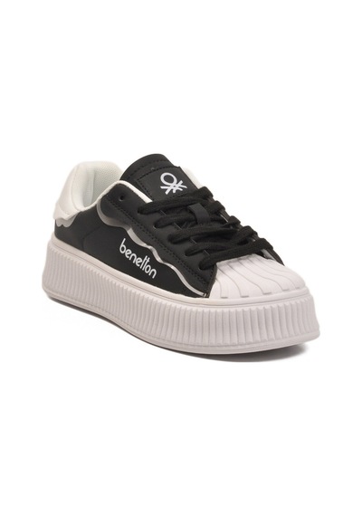 United Colors Of Benetton Siyah Beyaz Bağcıklı Unisex Spor Ayakkabı Bnı-12152 G Siyah - Beyaz