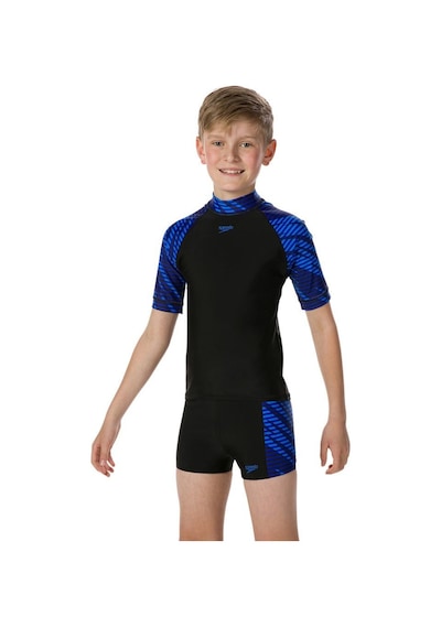 Speedo Endurance 10 Güneşten Koruyucu Erkek Çocuk Üst Siyah