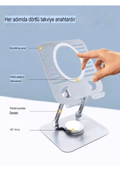 Mekanizmalı 12.9 Inç Ayarlanabilir Metal Apple Uyumlu iPad , Tablet Ve Telefon Tutucu - Dayanıklı Ve Güçlü Stand
