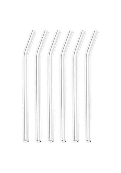 6 lı Cam Pipet Şeffaf Eğimli 19cm Çok Renkli