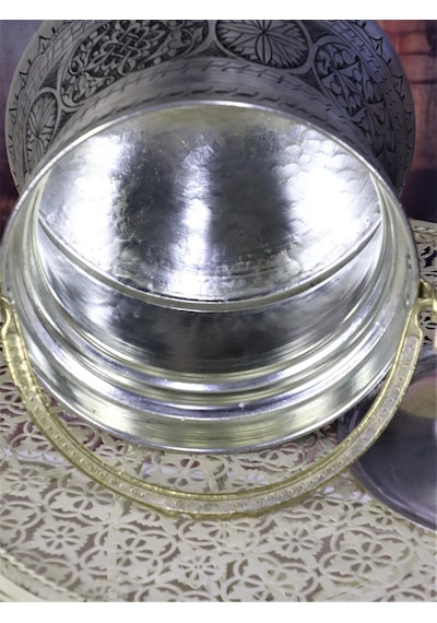 Işlemeli Eskitme Kalaylı Yoğurt Bakır Bakraç 5 L