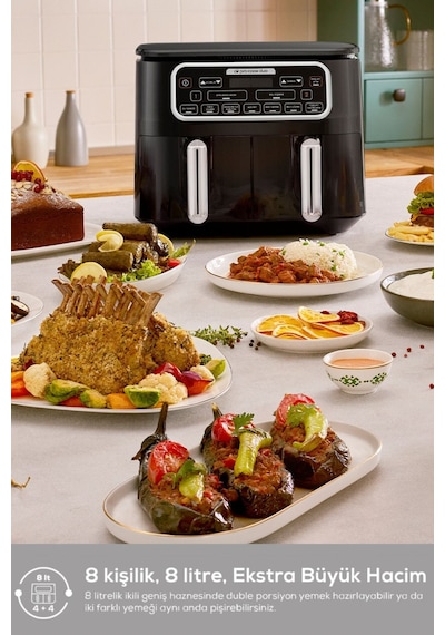 Karaca Air Pro Cook Duo Ev Yemeği Xxxl 8 Kişilik Airfryer 4 + 4 L