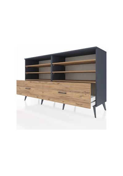 Hyperion Konsol 6 Raflı 2 Çekmeceli 176x44x99 Antrasit-çam Antrasit-çam