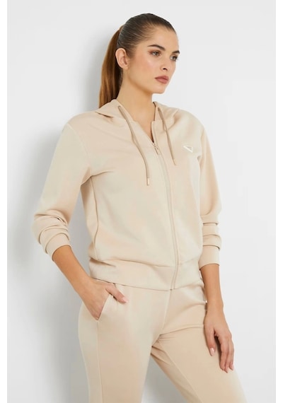 Guess Kadın Kapüşonlu Fermuarlı Sweatshirt Bej
