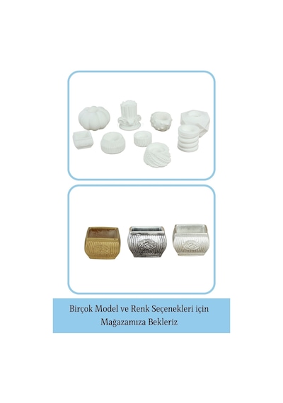 Mumluk Şamdan 3 Adet Tealight Uyumlu Üçlü Mini Çizgili Çiçekli Model - Beyaz