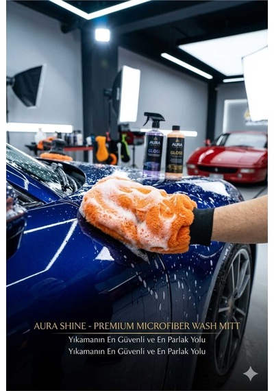 Oto Yıkama Eldiveni Astarlı Araç Temizleme Mikrofiber Araba Cila Eldiveni