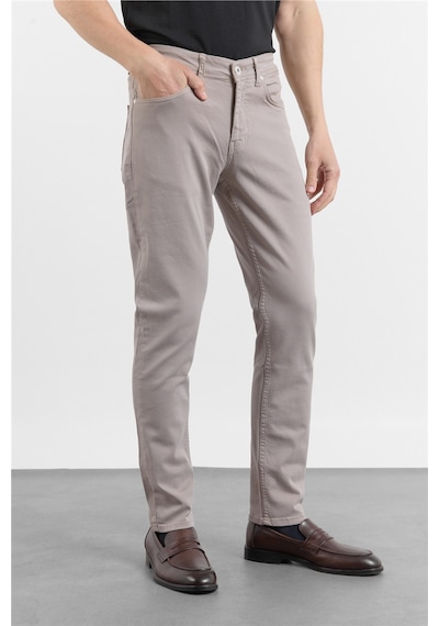 İmza Açık Bej 5 Cep Düz Paça Gabardin Slim Fit Pamuklu Pantolon 1003260318