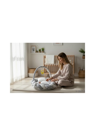 Linoababy Örgü Cibinlikli Babynest Bebek Yatağı Anne Yanı Yatağı - Gri