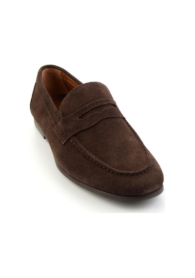 Kahve Hakiki Deri Erkek Loafer Ayakkabı E01594456402 Kahve