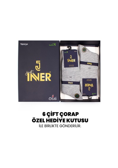 Just Inner Erkek 6 Lı Bambu Çorap Yazlık Terletmez Yapı 11100 Gri