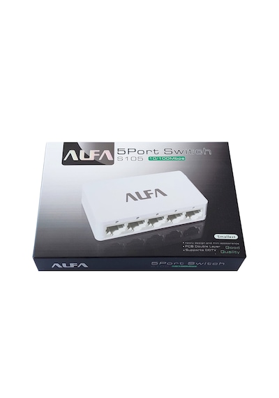 Alfanet S105 5 Port 10/100 Mbps Desktop Fast Ethernet Switch Beyaz